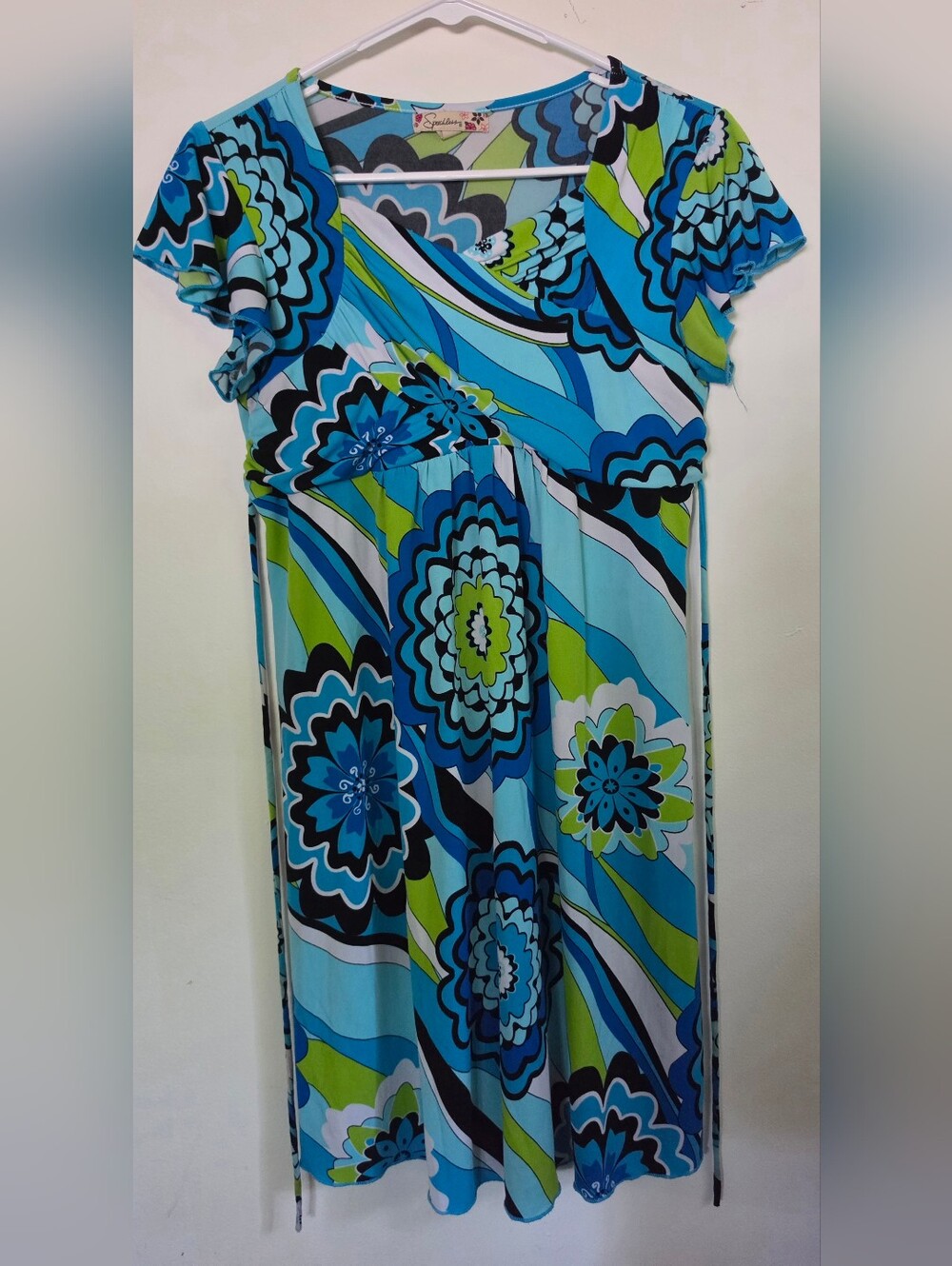Speechless Blue/Green Floral Dress